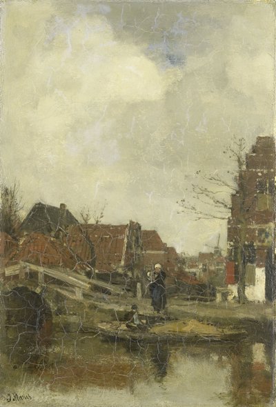 Oud buurtje aan het water door Jacob Maris