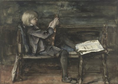 Portret van Willem Matthijs Maris, met viool door Jacob Maris