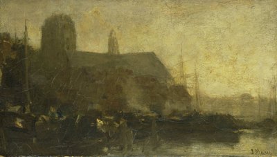 Schepen in de haven van Dordrecht door Jacob Maris
