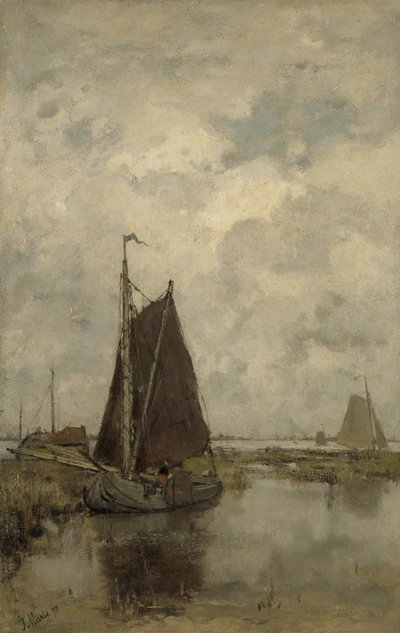 Schepen bij somber weer door Jacob Maris