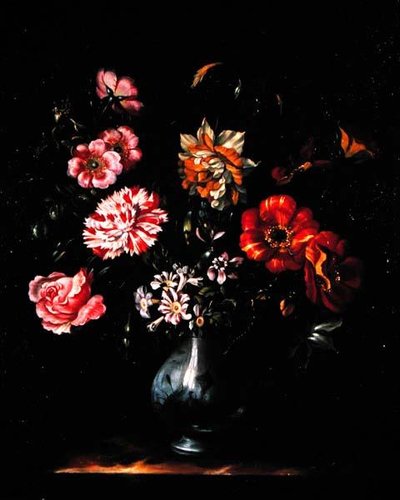 Bloemen in een blauw-witte vaas door Jacob Marrel