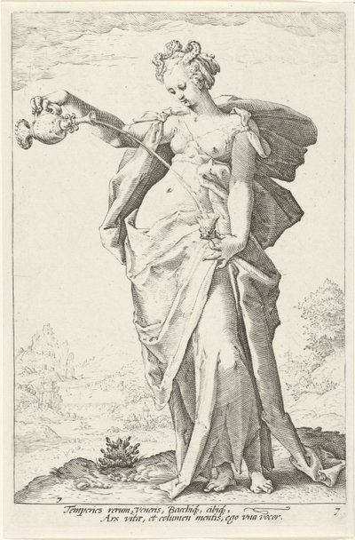 Matigheid (Temperantia) door Jacob Matham (attributed to)
