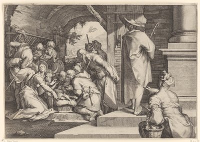 Aanbidding der herders door Jacob Matham