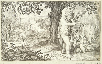 De dood van Ampelos door Jacob Matham