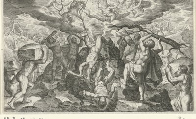 Bacchus helpt de Titanen verslaan door Jacob Matham