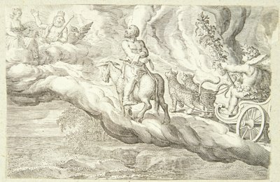 Bacchus en Vulcanus keren terug naar Olympus door Jacob Matham