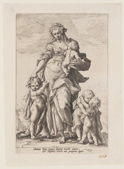 Liefdadigheid, uit De Deugden door Jacob Matham