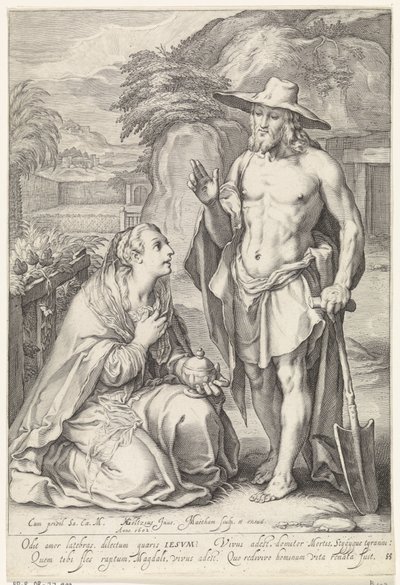 Christus verschijnt aan Maria Magdalena (Noli me tangere) door Jacob Matham
