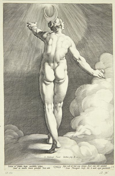Diana als Luna door Jacob Matham