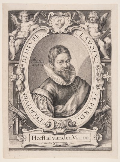 Jan van de Velde the Elder, Calligrapher in Haarlem door Jacob Matham