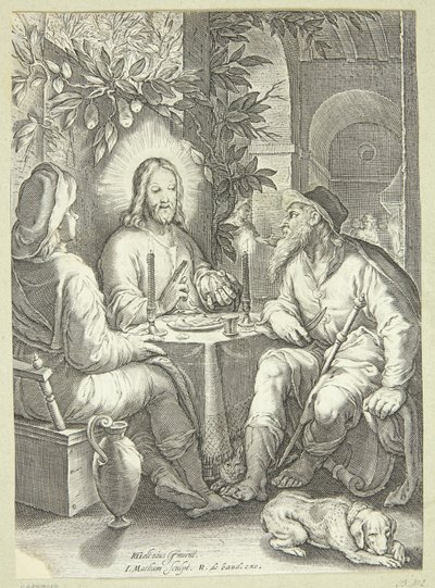 Jezus in Emmaus door Jacob Matham