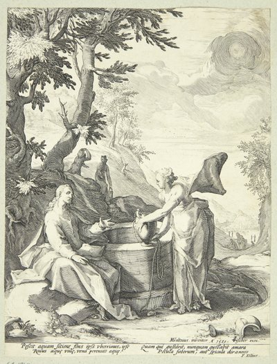 Jezus en de Samaritaanse vrouw door Jacob Matham