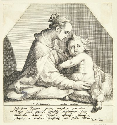 Maagd Maria met kind door Jacob Matham
