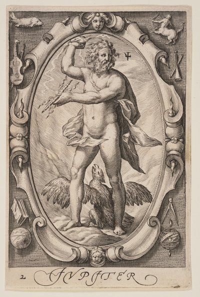 Jupiter, van De zeven planeten door Jacob Matham