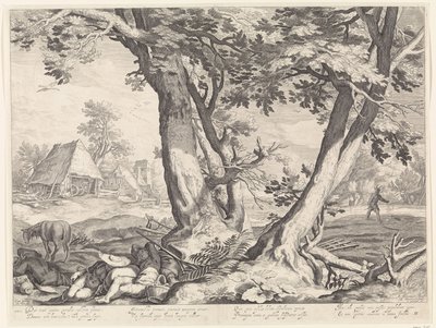 Landschap met de parabel van de zaaier door Jacob Matham