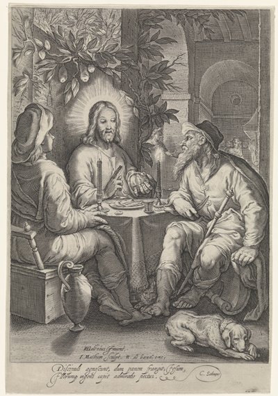 Maaltijd in Emmaüs door Jacob Matham