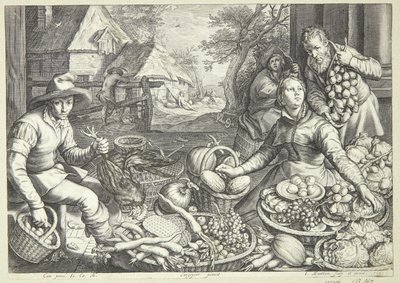 Marktscène door Jacob Matham