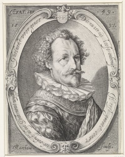 Portret van een onbekende man op 49-jarige leeftijd door Jacob Matham