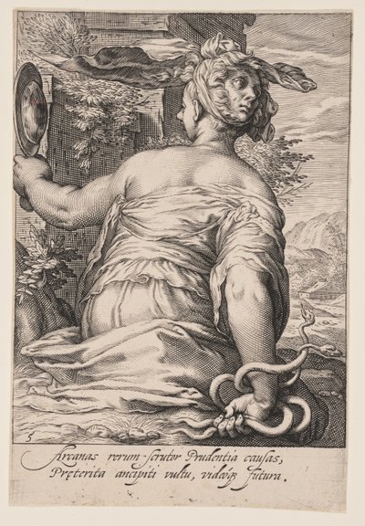 Voorzichtigheid, uit De Zeven Deugden door Jacob Matham