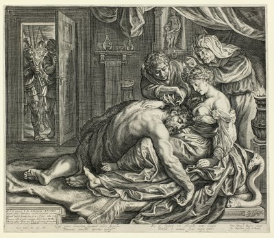 Samson en Delila door Jacob Matham