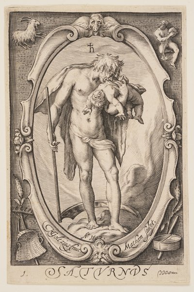 Saturnus (Saturnus), uit De zeven planeten door Jacob Matham