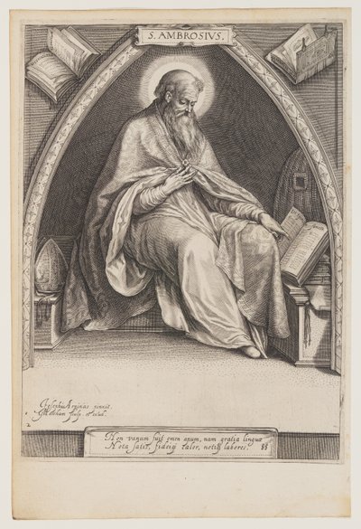 Ambrosius, uit De kerkvaders door Jacob Matham
