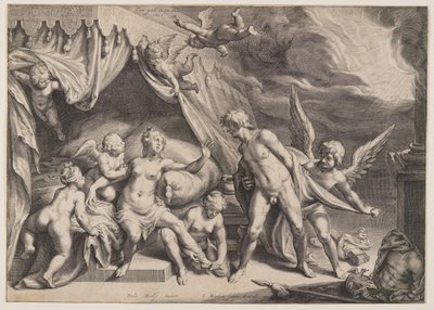Venus en Mars ontdekt door Apollo door Jacob Matham