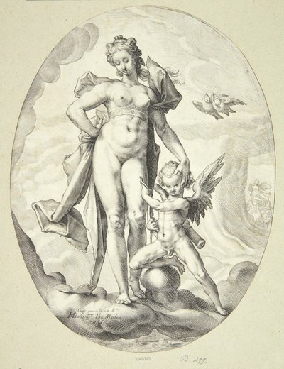 Venus en Amor door Jacob Matham