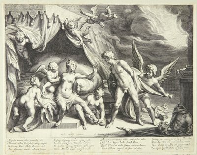 Venus en Mars ontdekt door Apollo door Jacob Matham