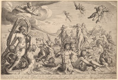 De triomf van Neptunus en Thetis door Jacob Matham, after Bartholomaeus Spranger