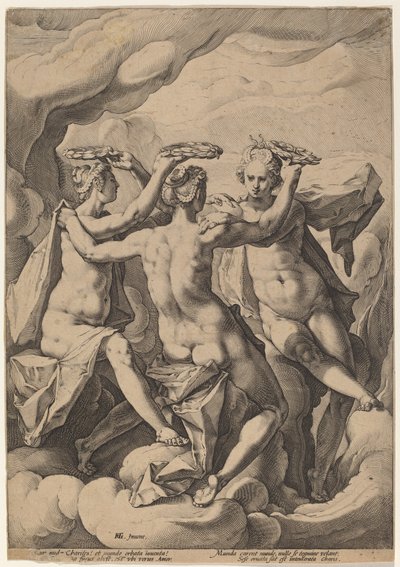 De Drie Gratiën door Jacob Matham, after Hendrick Goltzius