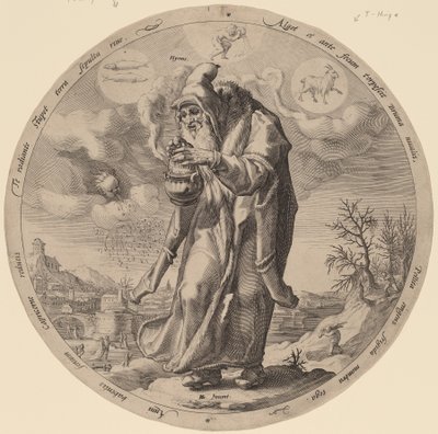 Winter door Jacob Matham after Hendrik Goltzius
