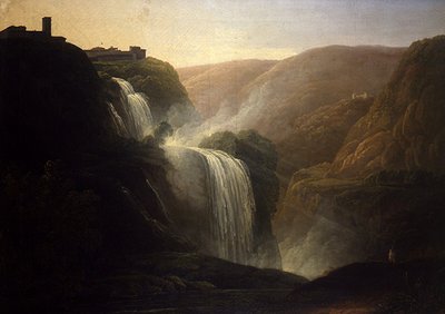 Waterval bij Tivoli (olie op doek) door Jacob More