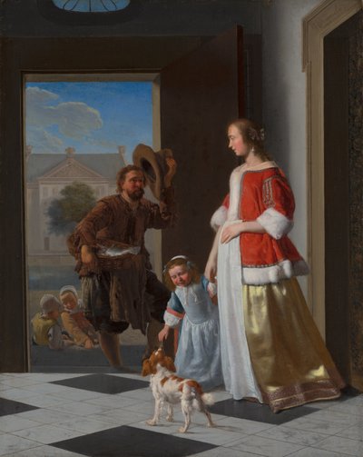 Een visverkoper aan de deur, 1663 door Jacob Lucasz Ochtervelt