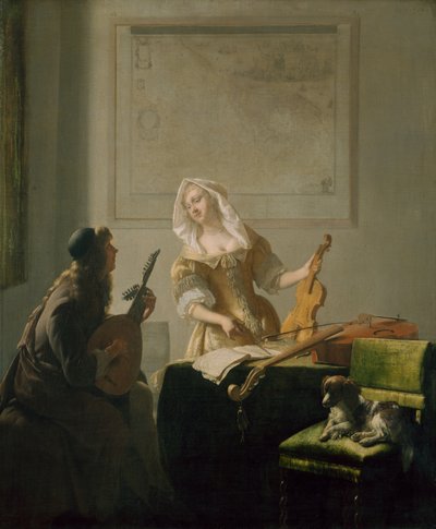 De muziekles door Jacob Ochtervelt