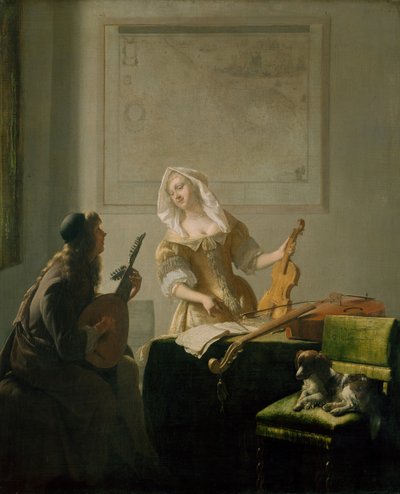 De muziekles door Jacob Lucasz Ochtervelt