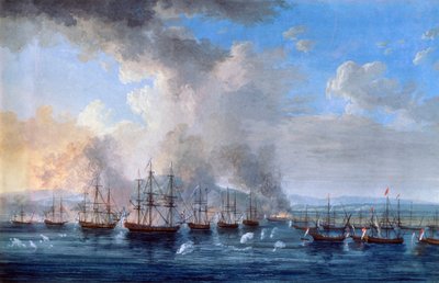 De Russisch-Turkse slag bij het kasteel van Damietta in 1770, 1770-1772 door Jacob Philip Hackert