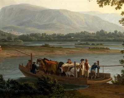 Veerboot op Sele, door Jacob Philipp Hackert door Jacob Philippe Hackert