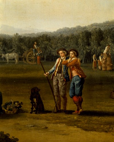 Oogst in Carditello, detail door Jacob Philippe Hackert