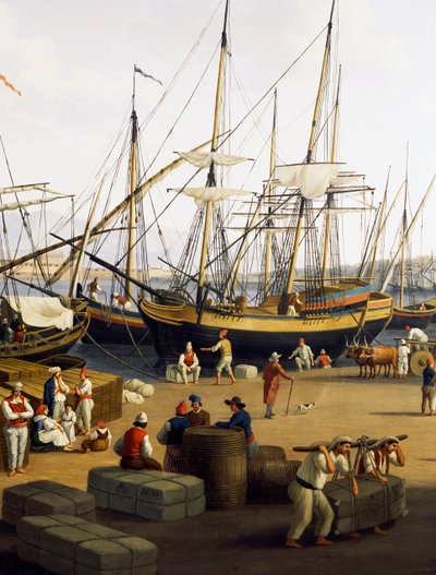 Havenarbeiders (detail) door Jacob Philippe Hackert