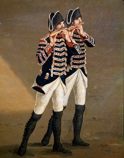 Muzikanten van het Bourbon Orkest (detail) door Jacob Philippe Hackert