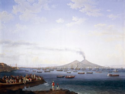 De terugkeer van de vloot uit Algerije naar de Baai van Napels door Jacob Philippe Hackert
