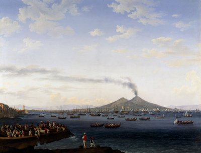 De terugkeer van de vloot uit Algerije naar de Baai van Napels door Jacob Philippe Hackert