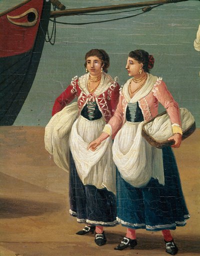 Twee jonge meisjes uit Monopoli, Puglia, Italië door Jacob Philippe Hackert