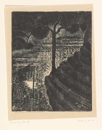 Karpervijver op Elswout in Overveen door Jacob Pieter van den Bosch (signed by artist)