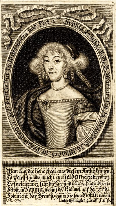 Portret van Sophie Louise van Württemberg-Stuttgart 1642-1702, Markgravin van... door Jacob Sandrart von
