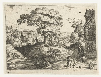 Landschap met reiziger bij herberg door Jacob Savery (I)