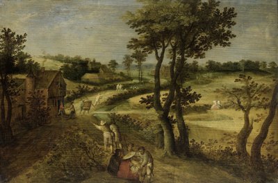 Landschap met korenvelden door Jacob Savery (II) (attributed to)