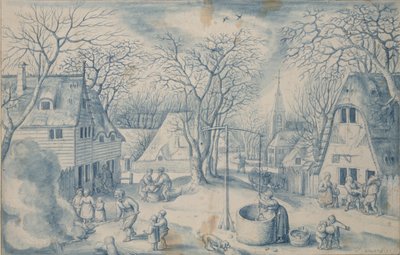 Een Dorpsscène: Winter, 16e eeuw door Jacob Savery I