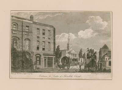 Ingang van Londen bij Shoreditch Church door Jacob Schnebbelie